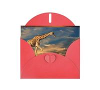 YYHHAOFA Carte de vœux rouge avec image de girafe Animaux d'Afrique 10,2 x 15,2 cm pour Noël, anniversaire d'enfant, Saint-Valentin, anniversaire de mariage et invitations de fête
