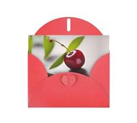 YYHHAOFA Carte de vœux rouge avec image de petite cerise mignonne pour Noël, anniversaire d'enfant, Saint-Valentin et invitation à une fête