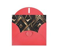 YYHHAOFA Carte de vœux rouge avec motif pierre noire et dorée pour Noël, anniversaire d'enfant, Saint-Valentin et invitation à une fête