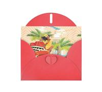 YYHHAOFA Carte de vœux rouge de l'île de Cuba 10,2 x 15,2 cm pour Noël, anniversaire d'enfant, Saint-Valentin, anniversaire de mariage et invitations de fête