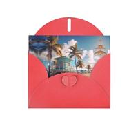 YYHHAOFA Carte de vœux rouge Miami Beach, Floride pour Noël, anniversaire d'enfant, Saint-Valentin et invitation à une fête