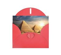 YYHHAOFA Carte de vœux rouge pyramide égyptienne dans le désert 10,2 x 15,2 cm pour Noël, anniversaire d'enfant, Saint-Valentin, anniversaire de mariage et invitations de fête