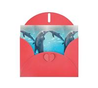 YYHHAOFA Carte de vœux rouge Winter the Dolphin 10,2 x 15,2 cm pour Noël, anniversaire d'enfant, Saint-Valentin, anniversaire de mariage et invitations de fête
