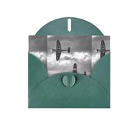 YYHHAOFA Carte de vœux vert foncé avec image d'avion de la Seconde Guerre mondiale 10,2 x 15,2 cm pour Noël, anniversaire d'enfant, Saint-Valentin, anniversaire de mariage et invitations de fête