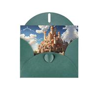 YYHHAOFA Carte de vœux vert foncé avec image de château d'anime pour Noël, anniversaire d'enfant, Saint-Valentin et invitation à une fête