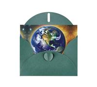 YYHHAOFA Carte de vœux vert foncé avec image de la terre cosmique pour Noël, anniversaire d'enfant, Saint-Valentin et invitation à une fête