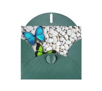 YYHHAOFA Carte de vœux vert foncé avec image de papillon bleu, papillon vert et pierre 10,2 x 15,2 cm pour Noël, anniversaire d'enfant, Saint-Valentin, anniversaire de mariage et invitations à une