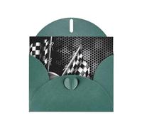 YYHHAOFA Carte de vœux vert foncé avec motif drapeau à carreaux - 10,2 x 15,2 cm - Pour Noël, anniversaire d'enfant, Saint-Valentin, anniversaire de mariage et invitations à une fête