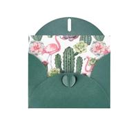 YYHHAOFA Carte de vœux vert foncé Flamant rose Plantes succulentes 10,2 x 15,2 cm pour Noël, anniversaire d'enfant, Saint-Valentin, anniversaire de mariage et invitations de fête
