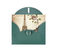 YYHHAOFA Carte de vœux vintage Paris Tour Eiffel Papillon Vert foncé 10,2 x 15,2 cm Pour Noël, anniversaire d'enfant, Saint-Valentin, anniversaire de mariage et invitations à une fête