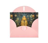 YYHHAOFA Cartes de vœux en papier nacré rose 10,2 x 15,2 cm Motif scarabée feuille d'or pour Noël, anniversaire, anniversaire de mariage et invitations de fête