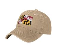 YYHHAOFA Casquette de baseball en denim délavé noir avec drapeau du Maryland, sangle réglable, coton classique pour homme et femme, naturel, Taille unique
