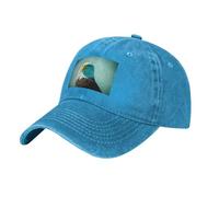 YYHHAOFA Casquette de baseball en denim délavé noir avec sangle réglable, motif aigle courageux, classique en coton pour homme et femme, bleu, Taille unique