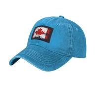 YYHHAOFA Casquette de baseball en denim délavé noir avec sangle réglable, motif drapeau canadien, classique en coton pour homme et femme, bleu, Taille unique