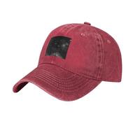 YYHHAOFA Casquette de baseball en denim délavé noir et blanc avec sangle réglable, coton classique pour homme et femme, Rouge, Taille unique
