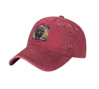 YYHHAOFA Casquette de baseball noire en denim délavé avec sangle réglable, coton classique pour homme et femme, Rouge, Taille unique
