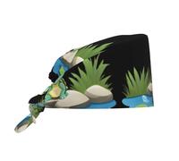 YYHHAOFA Casquette de travail de nettoyage Little Turtle by The Pond Picture Chef Hat pour homme et femme, réglable, respirant, noir