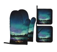 YYHHAOFA Celestial Night Sky Lot de 4 maniques et maniques pour four, micro-ondes et barbecue en extérieur