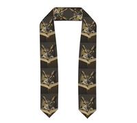 YYHHAOFA Châle aplati en ruban hibou lisant une photo de livre - Étole en satin pour cérémonie de remise de diplôme, cadeau pour fils, filles, amis et sœurs, Aplati, Taille unique