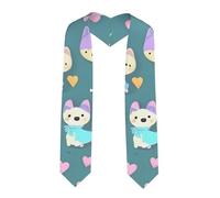 YYHHAOFA Châle ruban aplati pour remise de diplôme - Joli petit renard - Étole en satin pour cérémonie de remise de diplôme, cadeau pour fils, filles, amis et sœurs, coin pointu, Taille unique