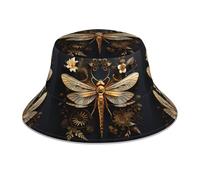 YYHHAOFA Chapeau bob réfléchissant avec image de libellule dorée pour homme et femme