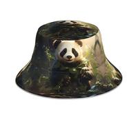 YYHHAOFA Chapeau bob réfléchissant avec imprimé panda mignon, léger, respirant, pliable pour homme et femme, noir