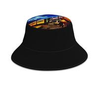 YYHHAOFA Chapeau bob réfléchissant coloré avec image de train à vapeur pour homme et femme, décontracté, noir