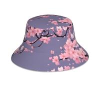 YYHHAOFA Chapeau bob réfléchissant imprimé arbre fleurs de cerisier léger, respirant, pliable pour homme et femme, noir