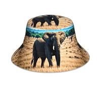 YYHHAOFA Chapeau bob réfléchissant imprimé éléphant africain léger, respirant, pliable pour homme et femme, noir