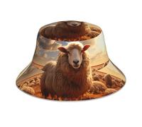 YYHHAOFA Chapeau bob réfléchissant imprimé mouton australien léger, respirant, pliable pour homme et femme, noir