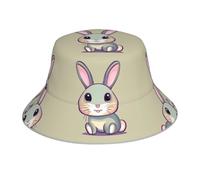 YYHHAOFA Chapeau bob réfléchissant imprimé petit lapin mignon, léger, respirant, pliable pour homme et femme, noir