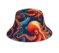 YYHHAOFA Chapeau bob réfléchissant imprimé pieuvre coloré, léger, respirant, pliable pour homme et femme, noir