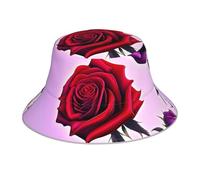 YYHHAOFA Chapeau bob réfléchissant imprimé roses rouges et violettes léger, respirant, pliable pour homme et femme