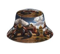 YYHHAOFA Chapeau bob réfléchissant imprimé tracteur rouge, léger, respirant, pliable pour homme et femme