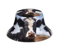 YYHHAOFA Chapeau bob réfléchissant imprimé vache mignon léger, respirant, pliable pour homme et femme noir