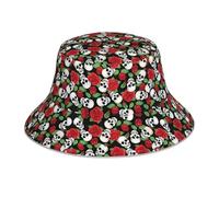 YYHHAOFA Chapeau bob réfléchissant motif crânes et roses pour homme et femme, pour voyage, camping, randonnée