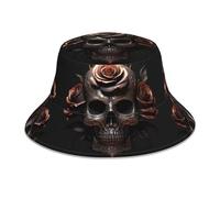 YYHHAOFA Chapeau bob réfléchissant noir motif tête de mort rose pour voyage, camping et activités de plein air, noir, taille unique, noir, Taille unique