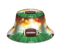 YYHHAOFA Chapeau bob réfléchissant pour homme et femme - Motif ballon de football américain sur herbe - Pour voyage, camping, randonnée - Noir