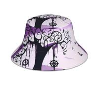 YYHHAOFA Chapeau bob réfléchissant violet noir gothique imprimé effrayant léger, respirant, pliable pour homme et femme