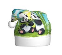 YYHHAOFA Chapeau de Noël avec deux imprimés pandas heureux pour adultes pour les fêtes costumées cadeaux hommes et femmes