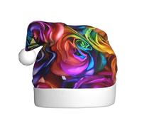 YYHHAOFA Chapeau de Noël en peluche pour adulte avec image rose arc-en-ciel douce au toucher pour les fêtes de vacances et les danses, convient aux hommes et aux femmes