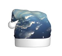 YYHHAOFA Chapeau de Noël en peluche pour adulte Ciel bleu et nuages blancs Image douce au toucher pour les fêtes de vacances et les danses Convient aux hommes et aux femmes