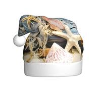 YYHHAOFA Chapeau de Noël en peluche pour adulte, coquillages, étoile de mer, sable avec un toucher doux pour les fêtes de vacances et les danses, convient aux hommes et aux femmes
