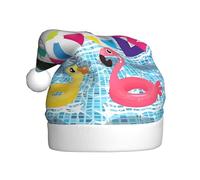 YYHHAOFA Chapeau de Noël en peluche pour adulte Flamant rose et piscine Image douce au toucher pour les fêtes de vacances et les danses Convient pour les hommes et les femmes