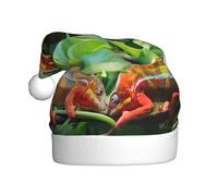 YYHHAOFA Chapeau de Noël en peluche pour adulte, image de caméléon mignon avec toucher doux pour les fêtes de vacances et les danses, convient aux hommes et aux femmes