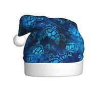 YYHHAOFA Chapeau de Noël en peluche pour adulte Motif tortue de mer Bleu avec toucher doux pour les fêtes de vacances et les danses Convient aux hommes et aux femmes