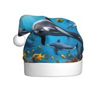 YYHHAOFA Chapeau de Noël pour adulte Motif dauphi du monde sous-marin doux et moelleux Idéal pour une utilisation à long terme