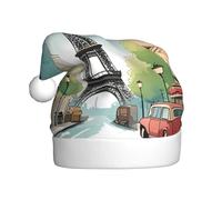 YYHHAOFA Chapeau de Noël romantique Paris Tour Eiffel Bycicle pour adulte Design doux, léger et moelleux pour homme et femme