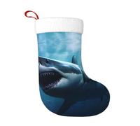YYHHAOFA Chaussette de décoration de Noël - Tissu de qualité pour les jours festifs, Halloween et les fêtes de fin d'année, imprimé requin blanc