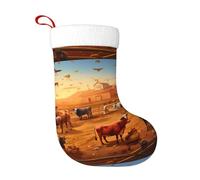 YYHHAOFA Chaussette de Noël imprimée « Cattle on the Ranch » - Idéale pour décorer les bureaux, les arbres, les cheminées et les tables